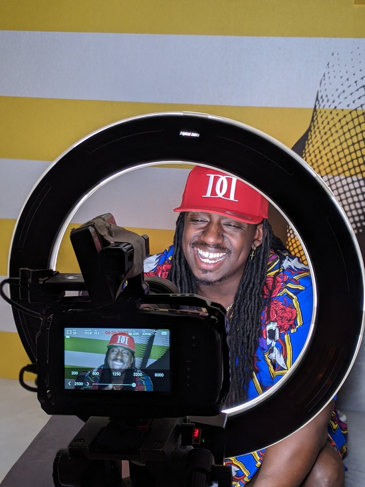 Social media content creation with ring light